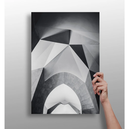 Bold geometric black and white Stormtrooper mask canvas wall art poster