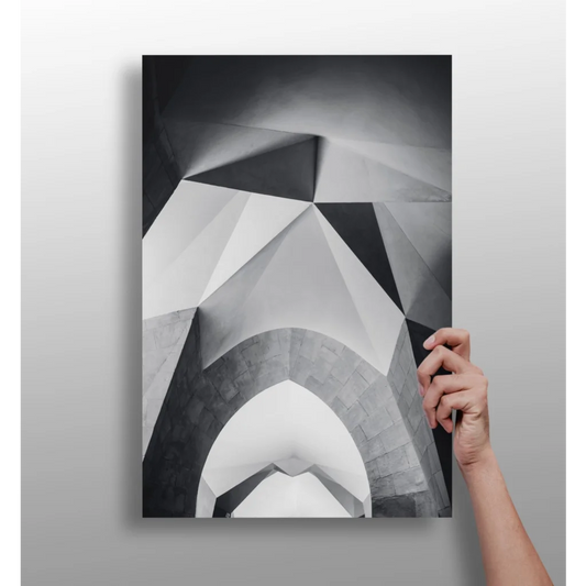Bold geometric black and white Stormtrooper mask canvas wall art poster