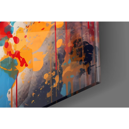 Vibrant Bold Lips Pop Art Wall Art Canvas with Orange Red Blue Splashes