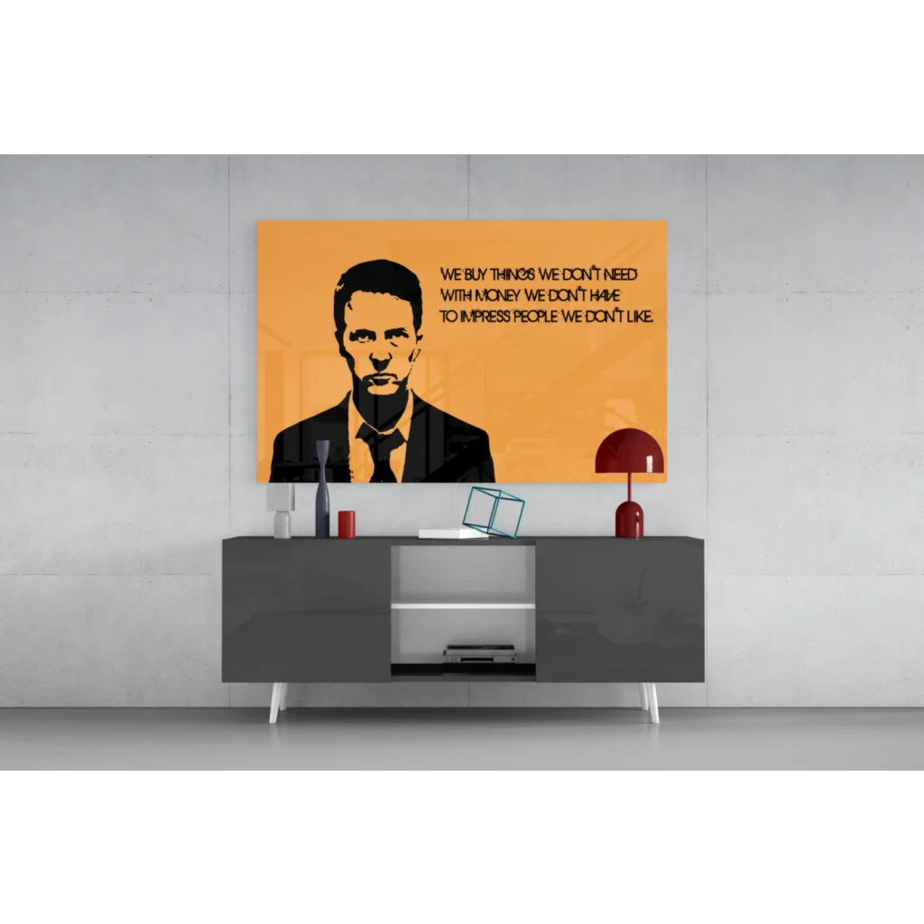 Bold orange canvas wall art with black and white Abraham Lincoln portrait