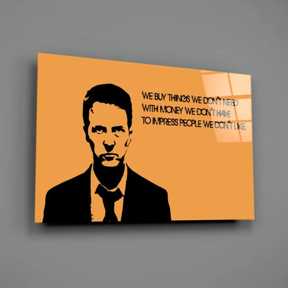 Bold orange canvas wall art with vintage black and white portrait of man in formal attire