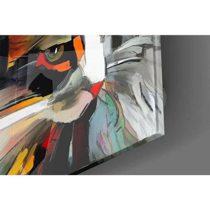 Bold orange cat abstract black and white canvas wall art