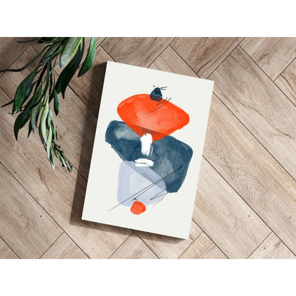 Bold orange and navy abstract watercolor print on aluminum