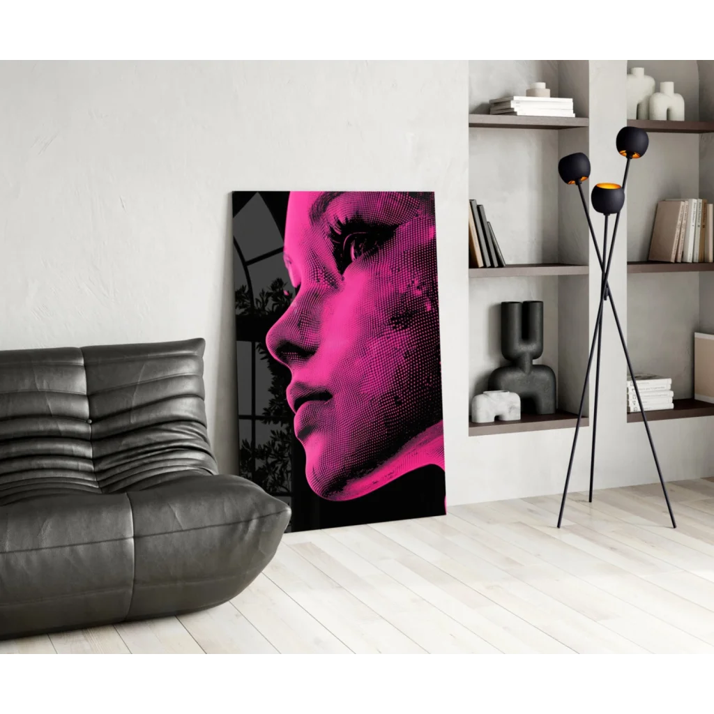 Bold pink pop art portrait canvas wall art for modern spaces