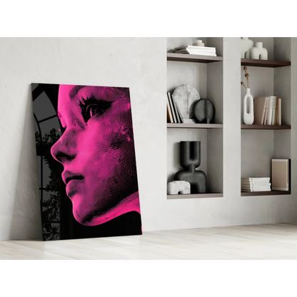 Bold pink geometric pop art portrait canvas wall art for modern spaces