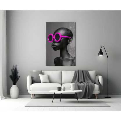 Bold pink sunglasses pop art canvas wall art print portrait