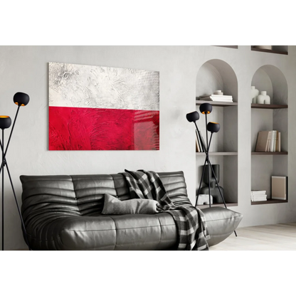 Bold red and white textured canvas wall art inspired by Polish flag