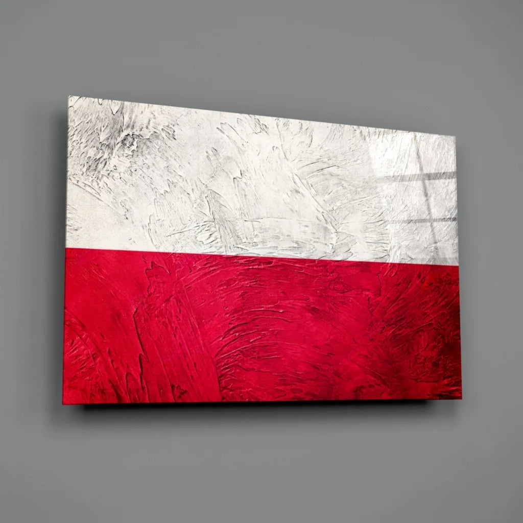 Bold Polish Flag textured canvas wall art with thick brushstrokes