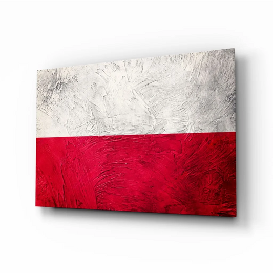 Bold Polish flag textured canvas wall art with brushstrokes