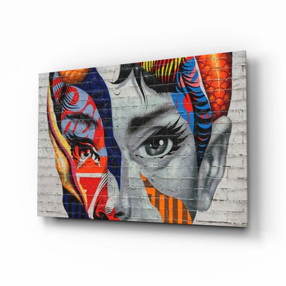 Bold Pop Art Face Wall Art Canvas With Geometric Patterns | Insigneart USA | vintageantiquesgifts.com