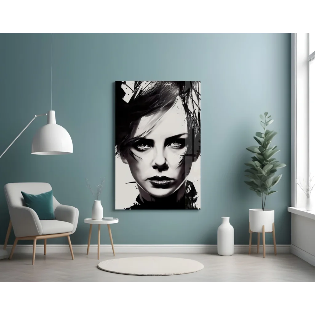 Bold black and white pop art portrait canvas wall art for modern spaces