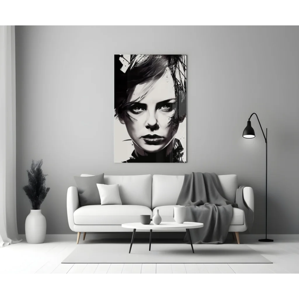Bold black and white pop art portrait canvas wall art for modern spaces