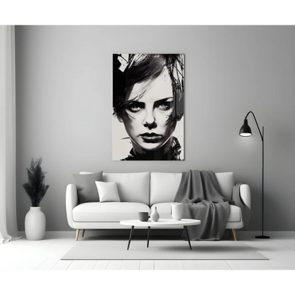 Bold black and white pop art portrait canvas wall art for modern spaces
