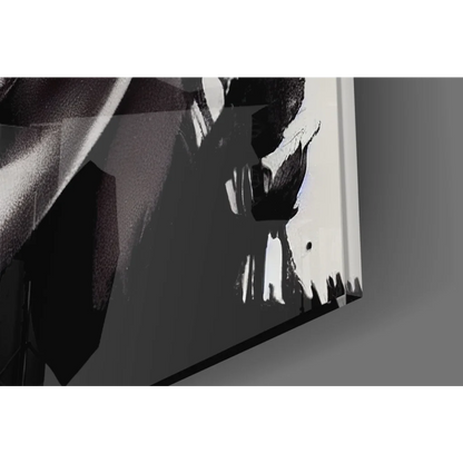 Bold black and white geometric abstract canvas wall art print