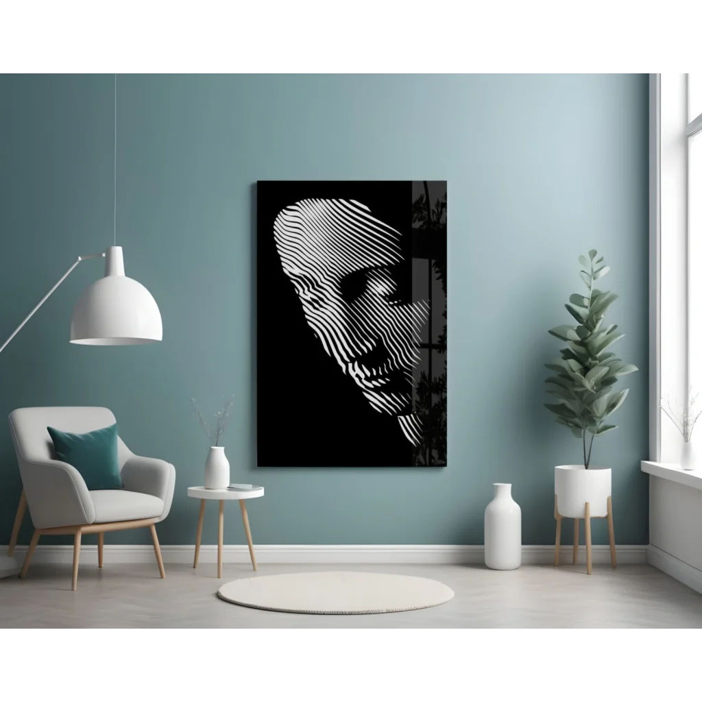 Bold Striped Face Abstract Canvas Wall Art | Contemporary Home Wall Art | vintageantiquesgifts.com
