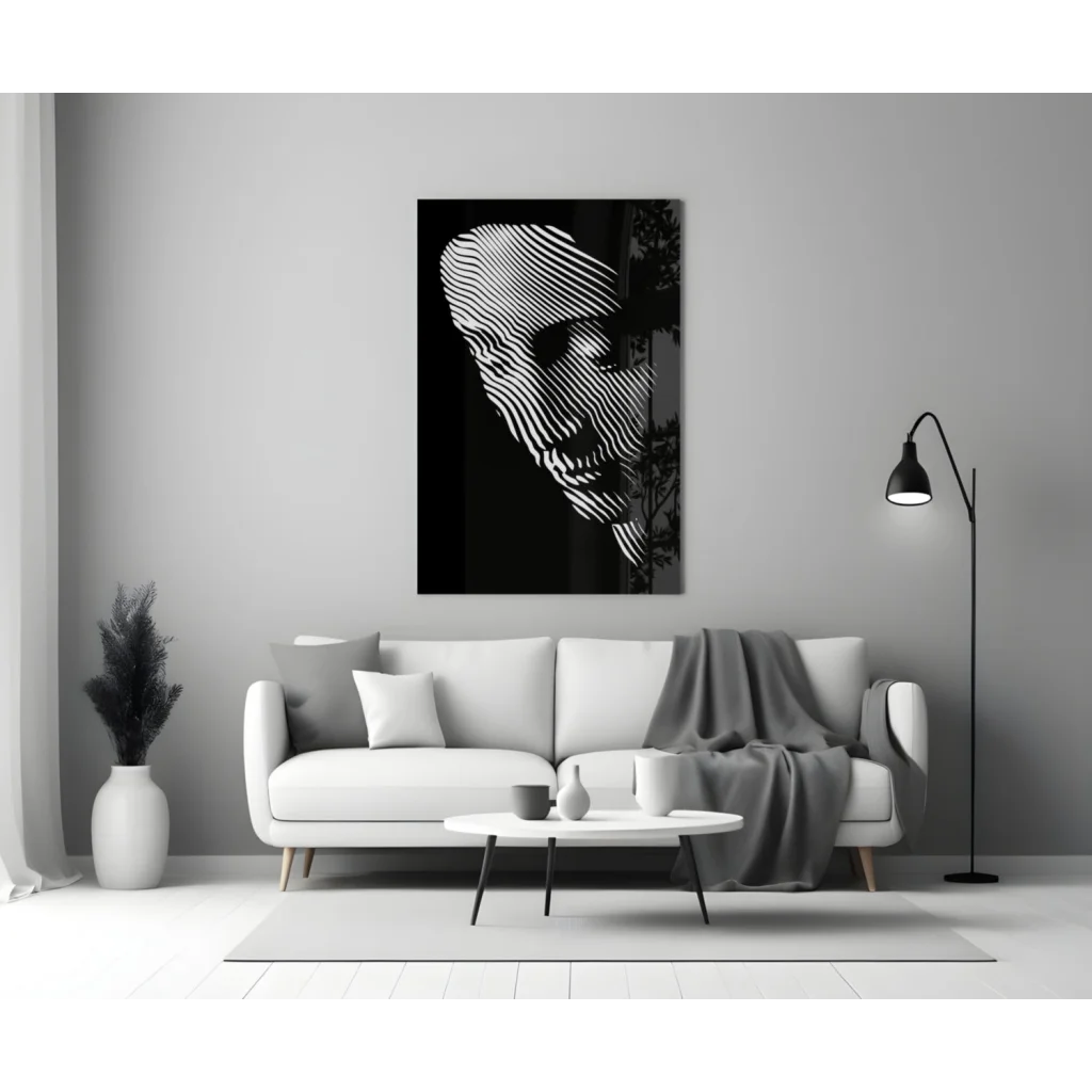 Bold Striped Face Abstract Canvas Wall Art | Modern Wall Art Decor | vintageantiquesgifts.com