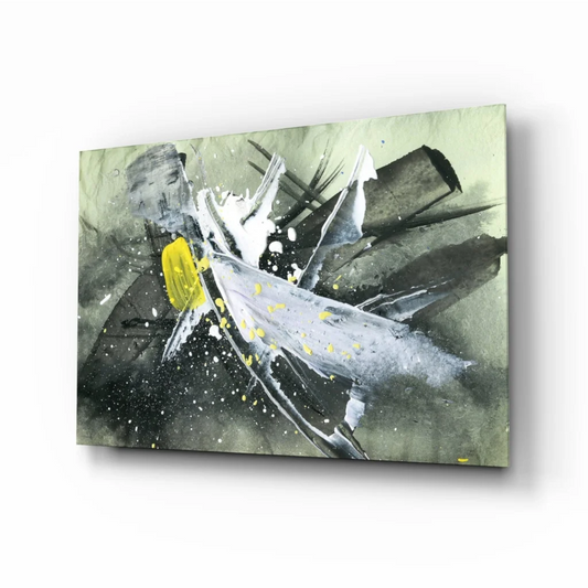 Bold yellow and black abstract canvas wall art for modern homes