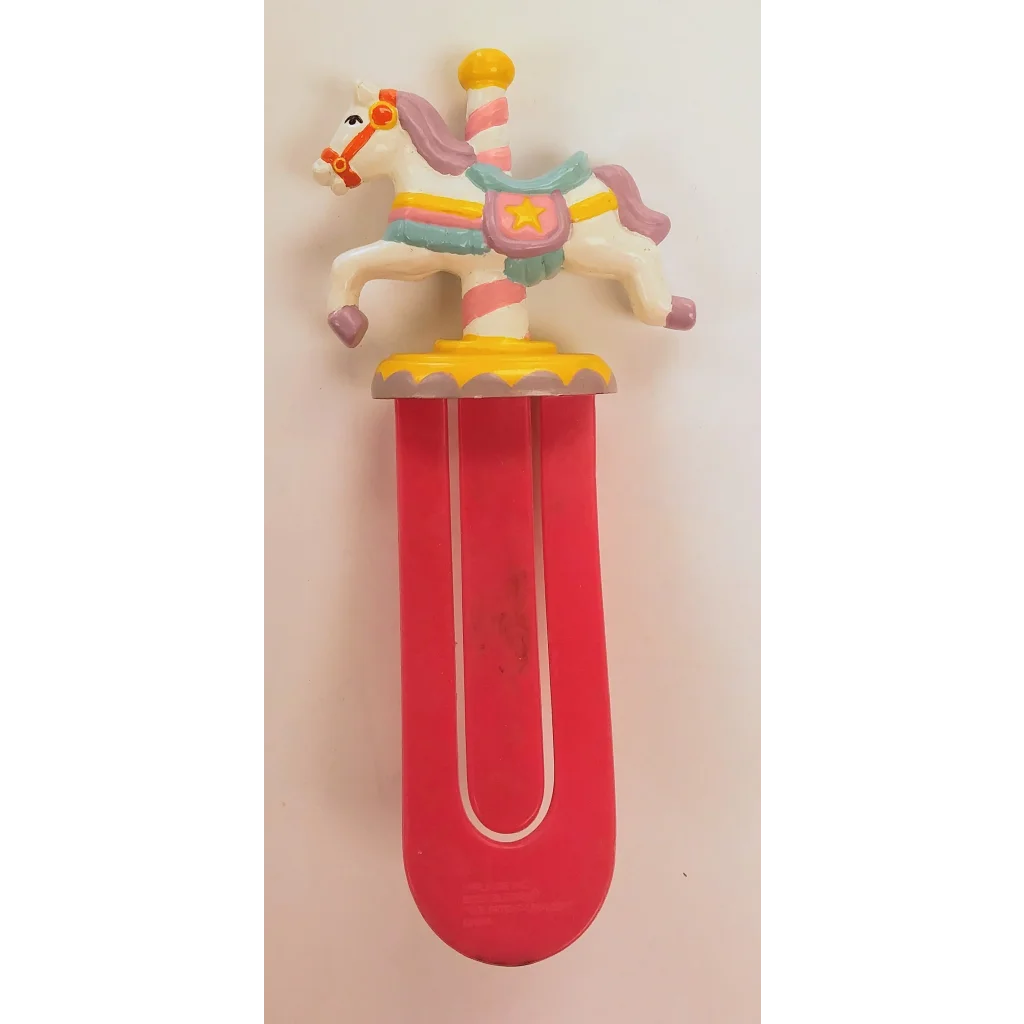 Book Buddies Carousel bookmark with striped foam horse pool noodle toy