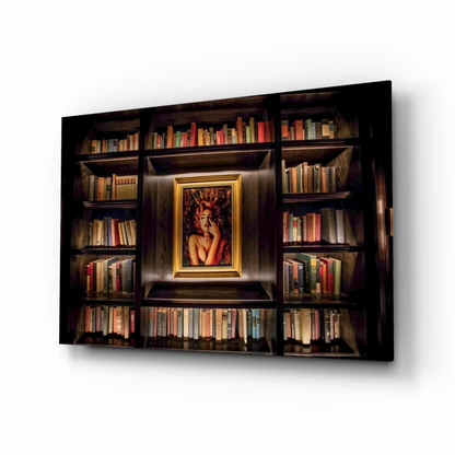 Marilyn Monroe Bookshelf Glass Wall Art with Golden Frame | Insigneart USA | vintageantiquesgifts.com