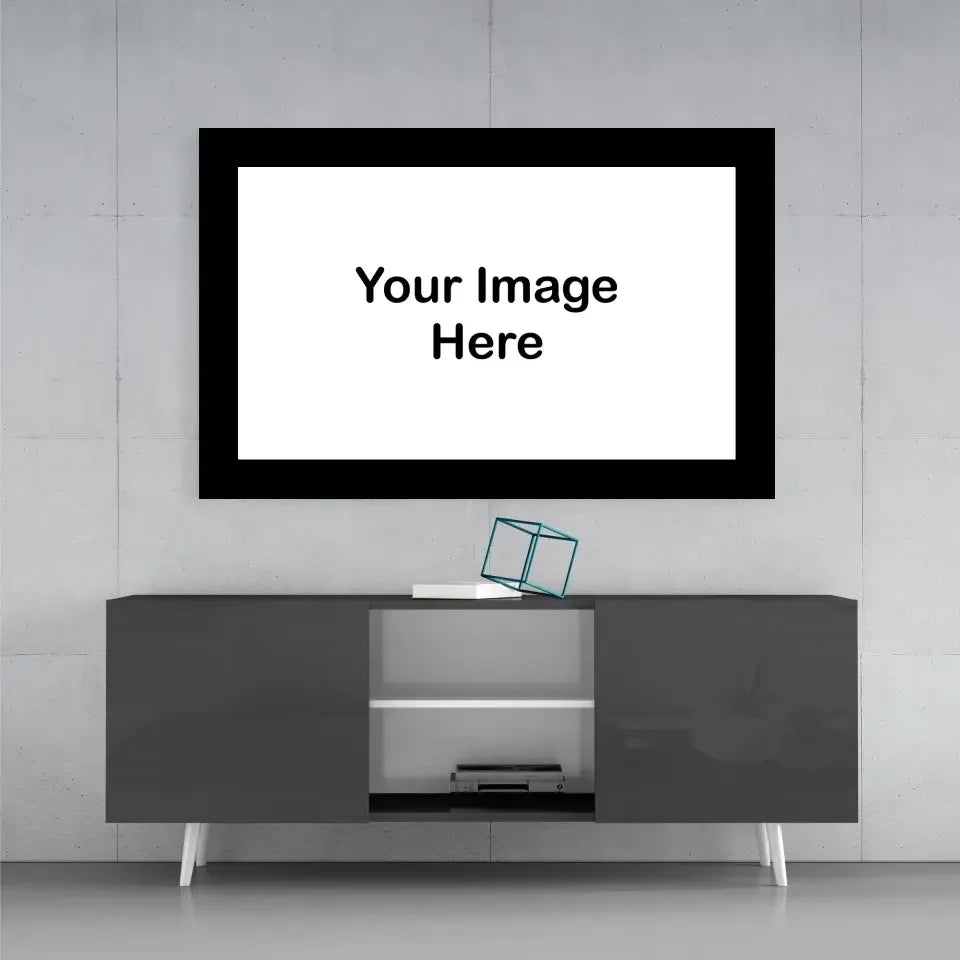 Stunning bordered glass print with black frame and placeholder text