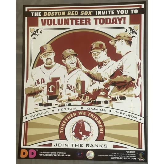 💎 MLB Boston Red Sox Dunkin’ Poster Together We Triumph Pedroia Youkilis! Vintage Advertisements Antique