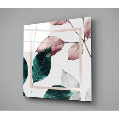 Botanical Glass Wall Art with Rose Gold Frame | Glass Wall Art Print | vintageantiquesgifts.com