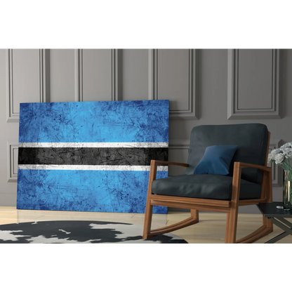 Botswana flag canvas wall art in blue and black
