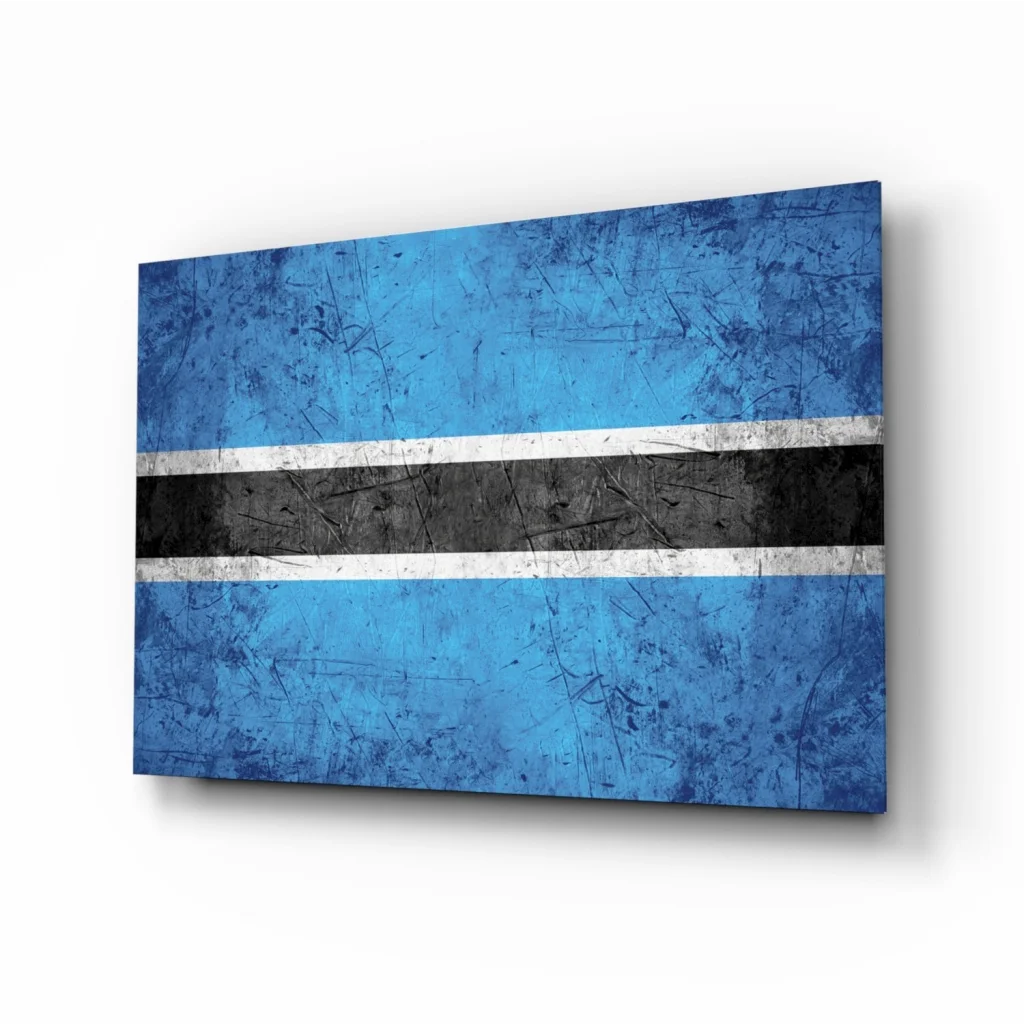 Botswana flag canvas wall art in blue and black