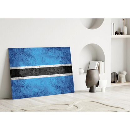 Botswana flag canvas wall art in blue and black
