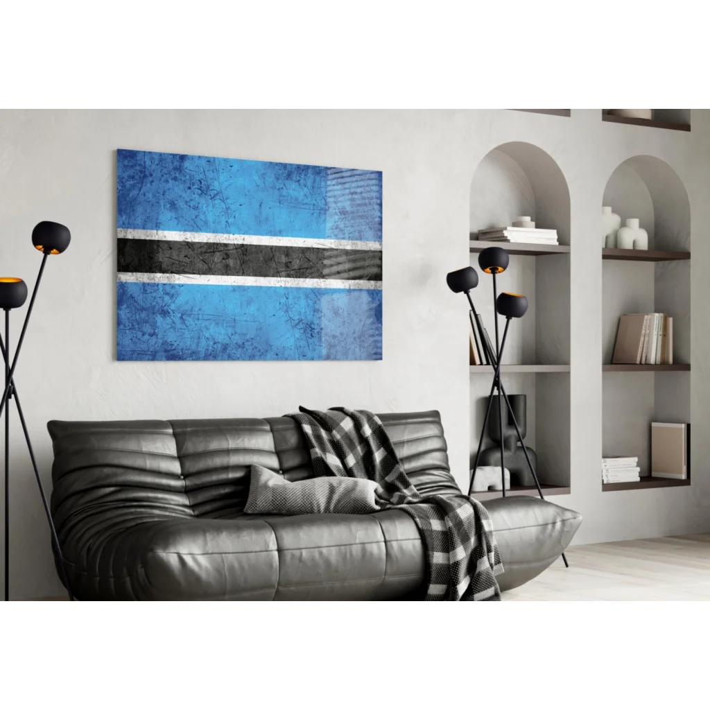 Textured blue and white Botswana flag wall art canvas