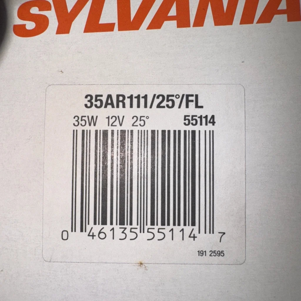 Box of 6 Osram Sylvania 35W 12V replacement bulbs 35AR111/25°FL