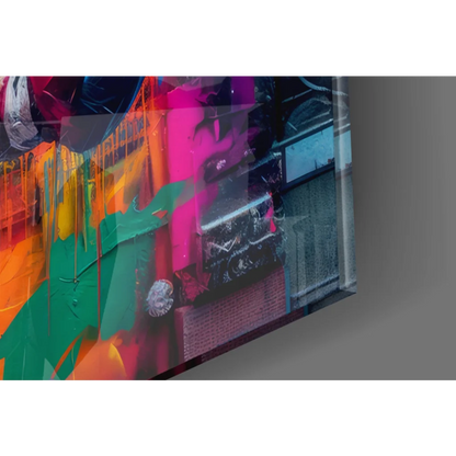 Vibrant explosive neon boxing fighter glass wall art canvas print