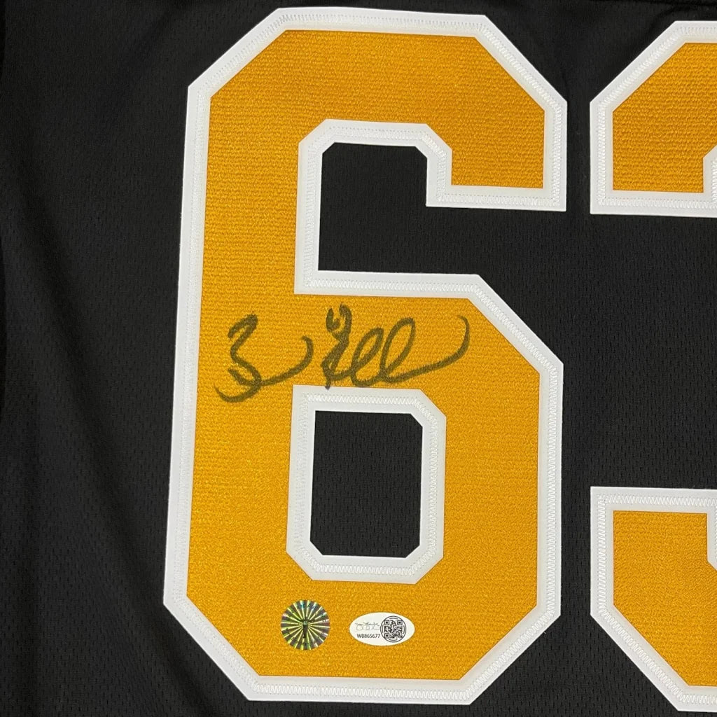 Autographed Boston Bruins Brad Marchand black and gold jersey number 63