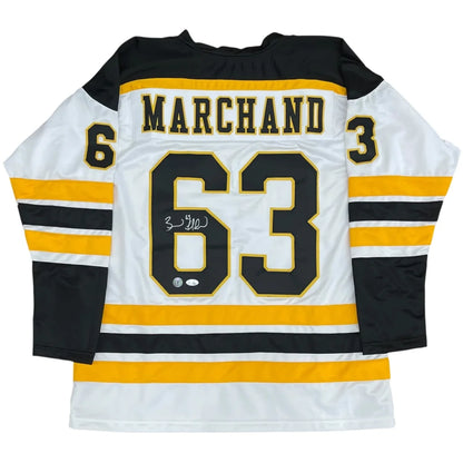 Brad Marchand autographed white custom jersey Boston Bruins #63