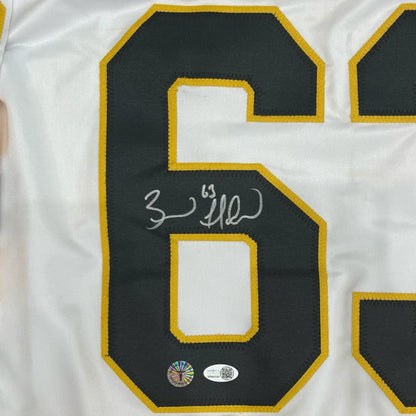 Brad Marchand autographed custom jersey with black gold six patch