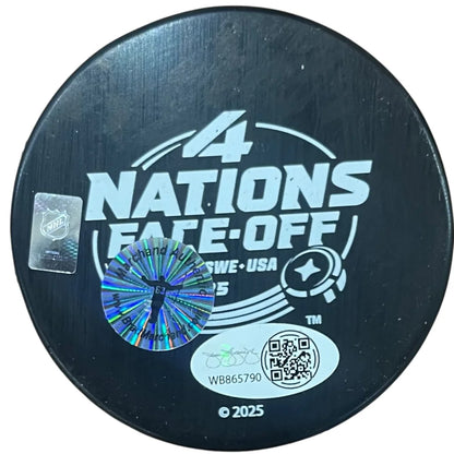 Brad Marchand autographed Team Canada 4 Nations hockey puck with Champs