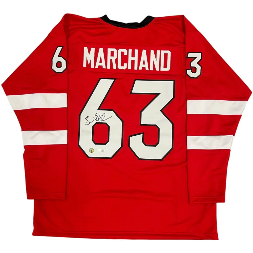 Brad Marchand signed Team Canada custom jersey with name and number 63