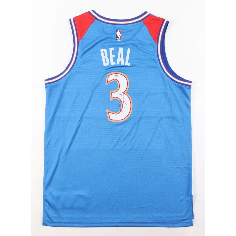 Light blue Bradley Beal signed jersey with number 3 and red white trim, PSA authenticated