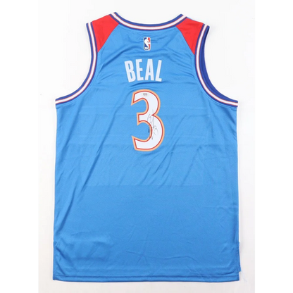Light blue Bradley Beal signed jersey with number 3 and red white trim, PSA authenticated