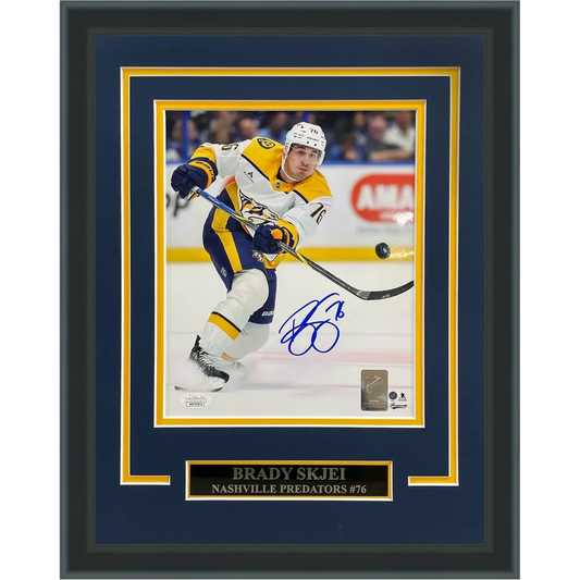 Autographed Brady Skjei Nashville Predators deluxe framed 8x10 photo