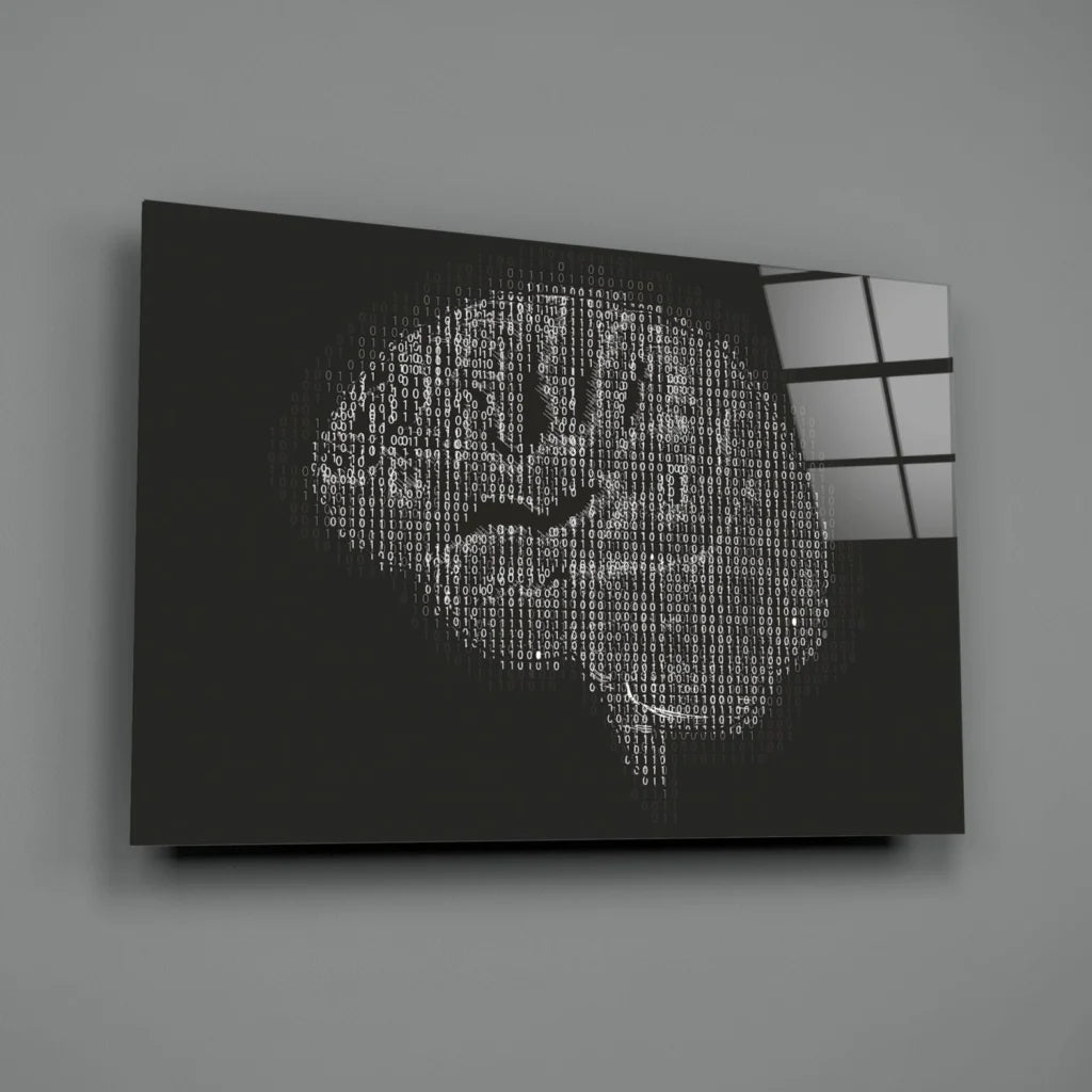 Binary Brain Canvas Wall Art in Striking Black and White | Glass Wall Art Print | vintageantiquesgifts.com