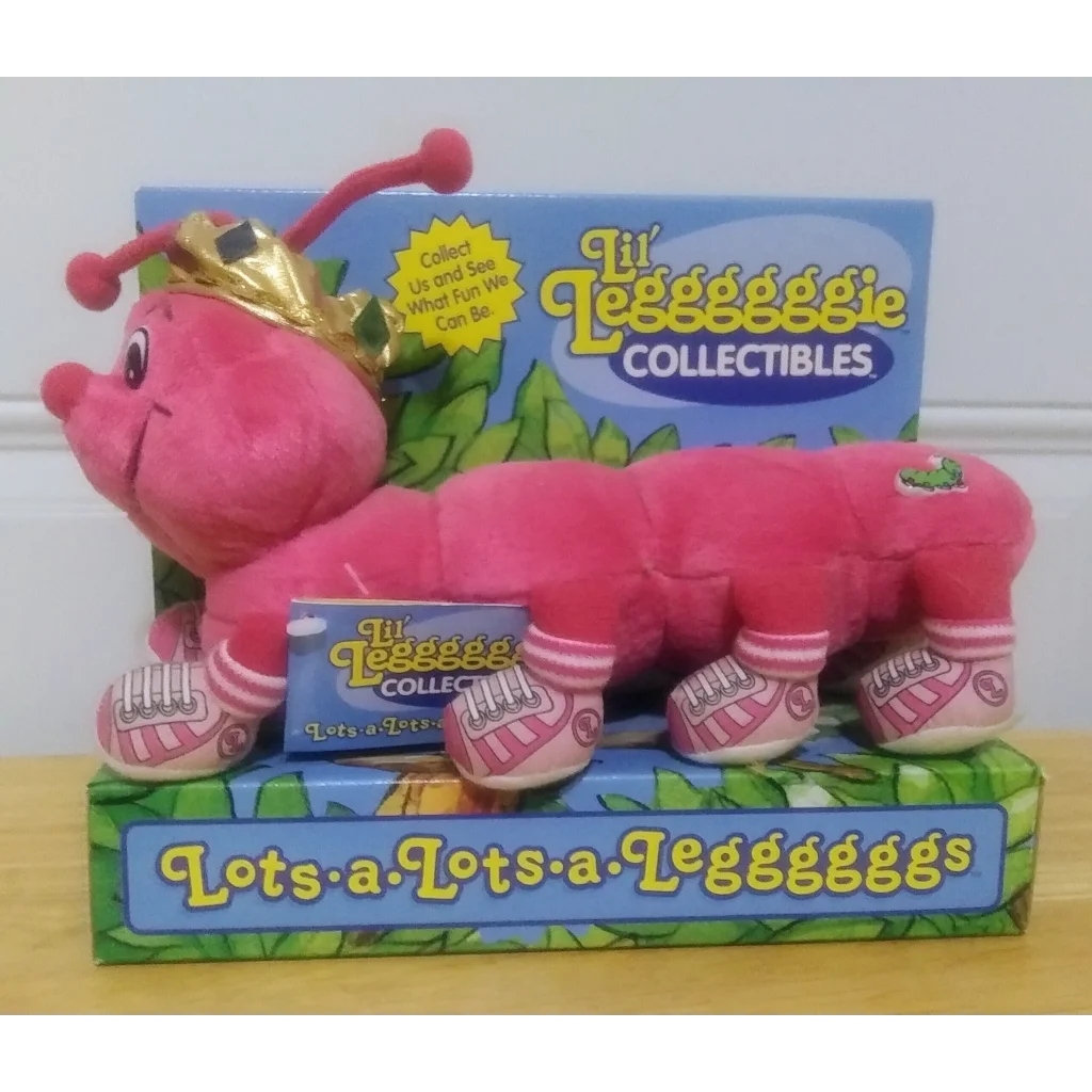 Pink Lil Leggggggie Doll Queenie plush caterpillar toy with crown