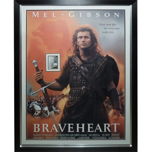 Framed Braveheart movie poster with Mel Gibson autographed 8x10 photo