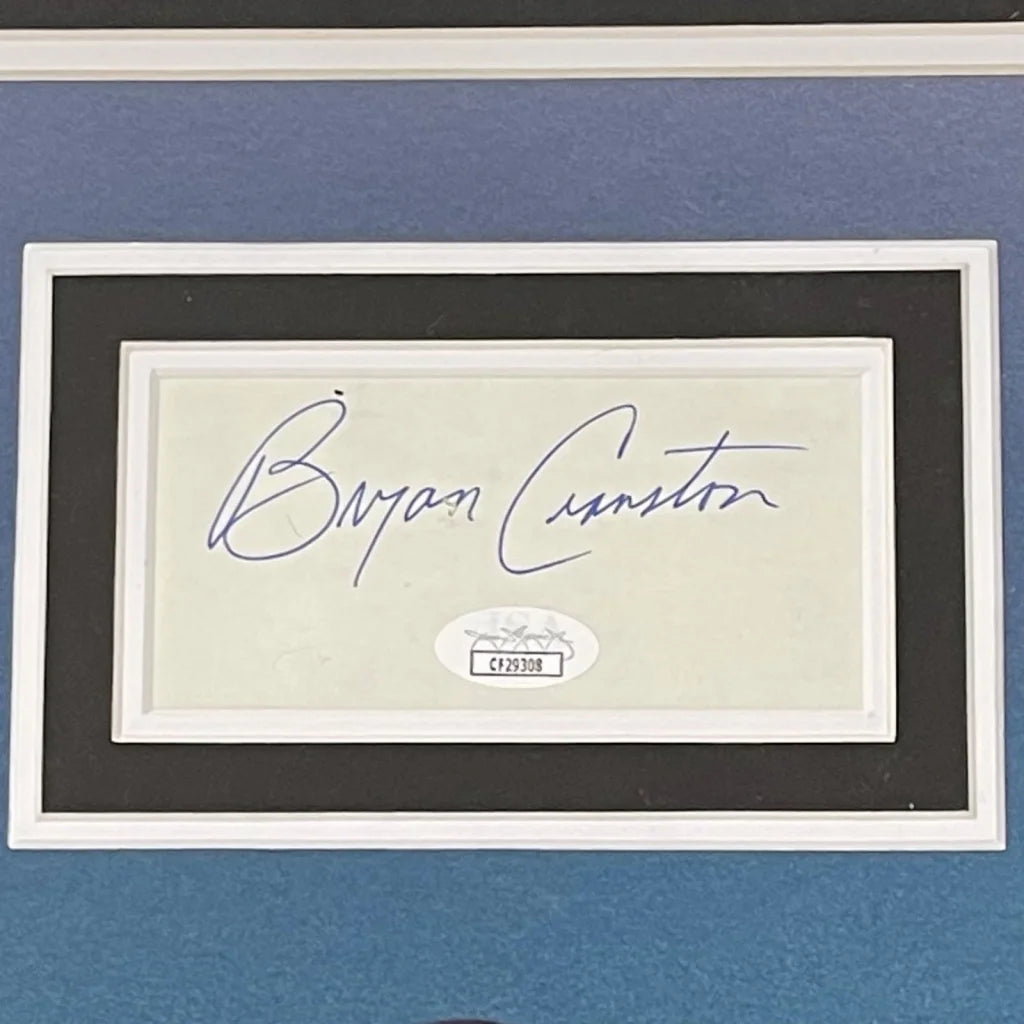 Framed Breaking Bad poster with Bryan Cranston and Aaron Paul autographs