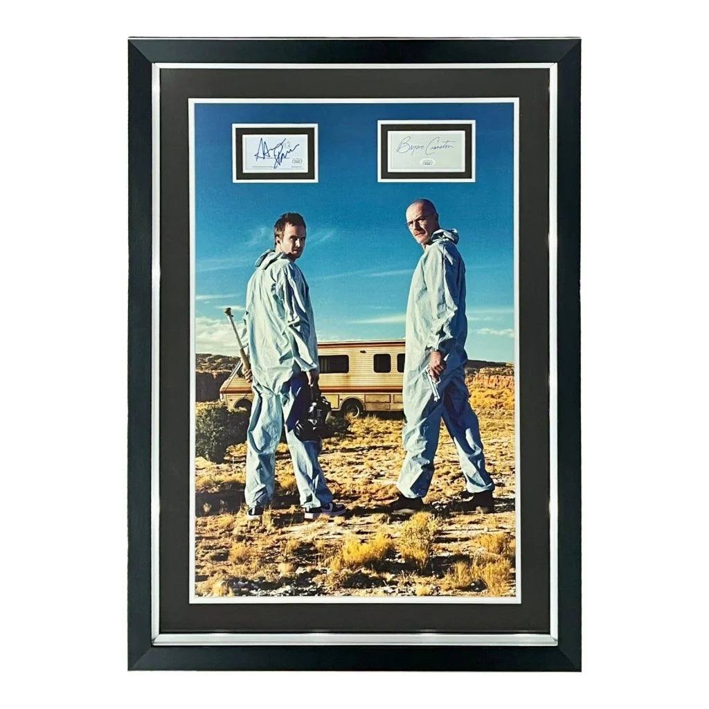 Framed Breaking Bad photo of Bryan Cranston as Walter White and Aaron Paul as Jesse Pinkman with autographs