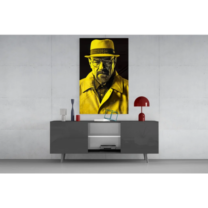 Breaking Bad yellow pop art wall art portrait of man in hat