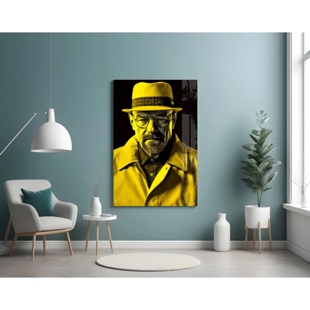 Yellow black pop art Breaking Bad man in hat wall art print