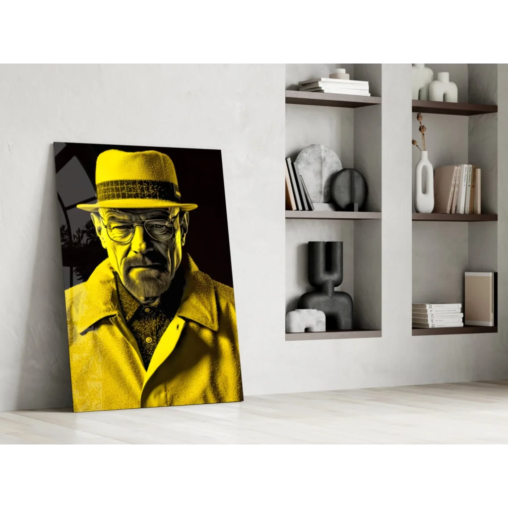 Yellow canvas print of Walter White from Breaking Bad wall art