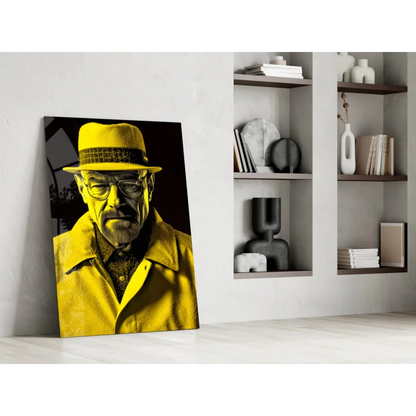 Yellow canvas print of Walter White from Breaking Bad wall art