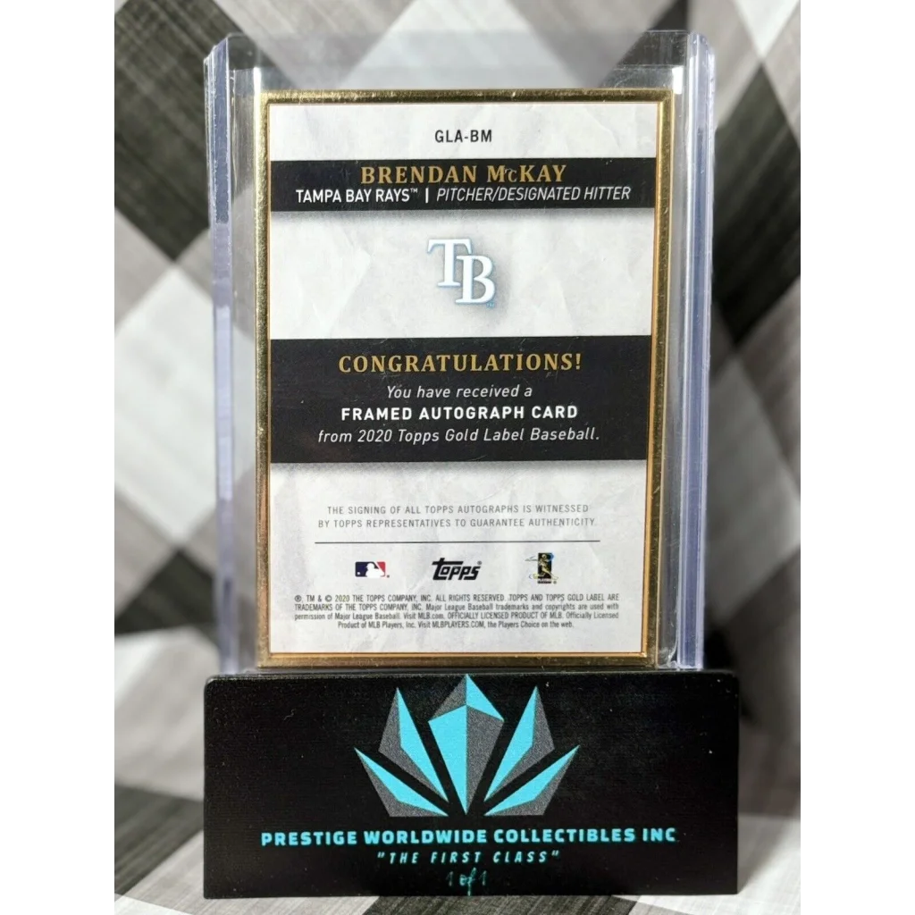 Framed Brendan McKay 2020 Topps Gold Label autograph card from Prestige Worldwide